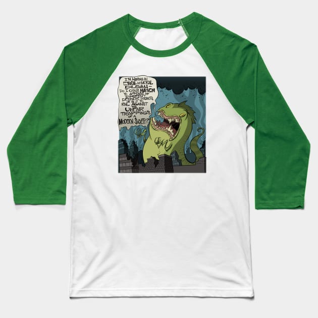 Existential Godzilla Baseball T-Shirt by westinchurch